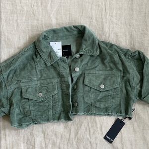 Cropped Frayed Corduroy Jacket